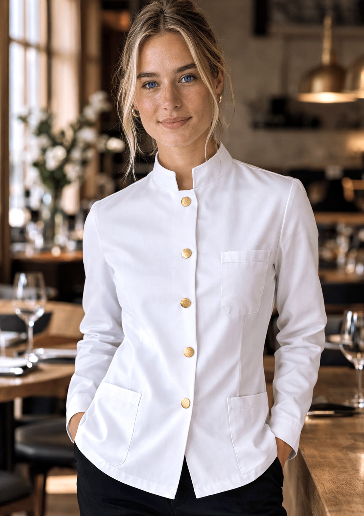 Women's Waiter Jacket Classic With Gold Metal Buttons