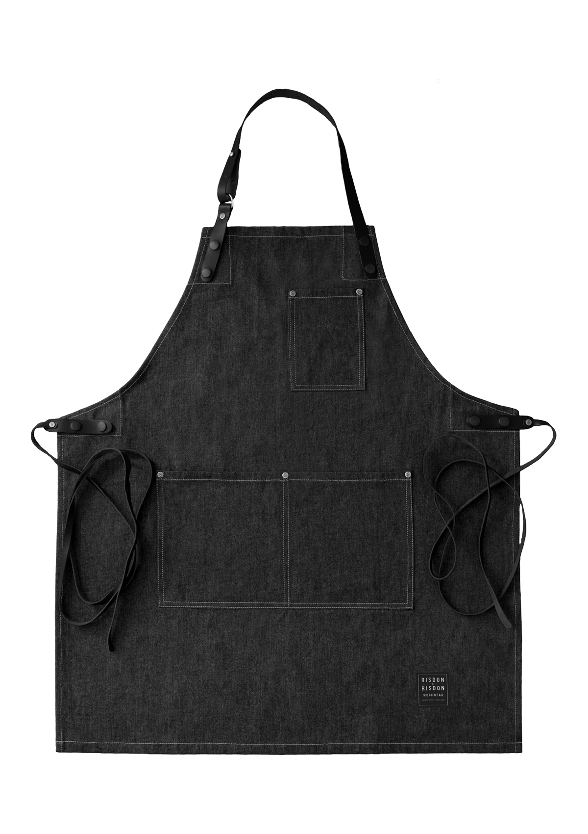 Handcrafted Apron Street in Denim with Leather Straps Unisex | Risdon & Risdon