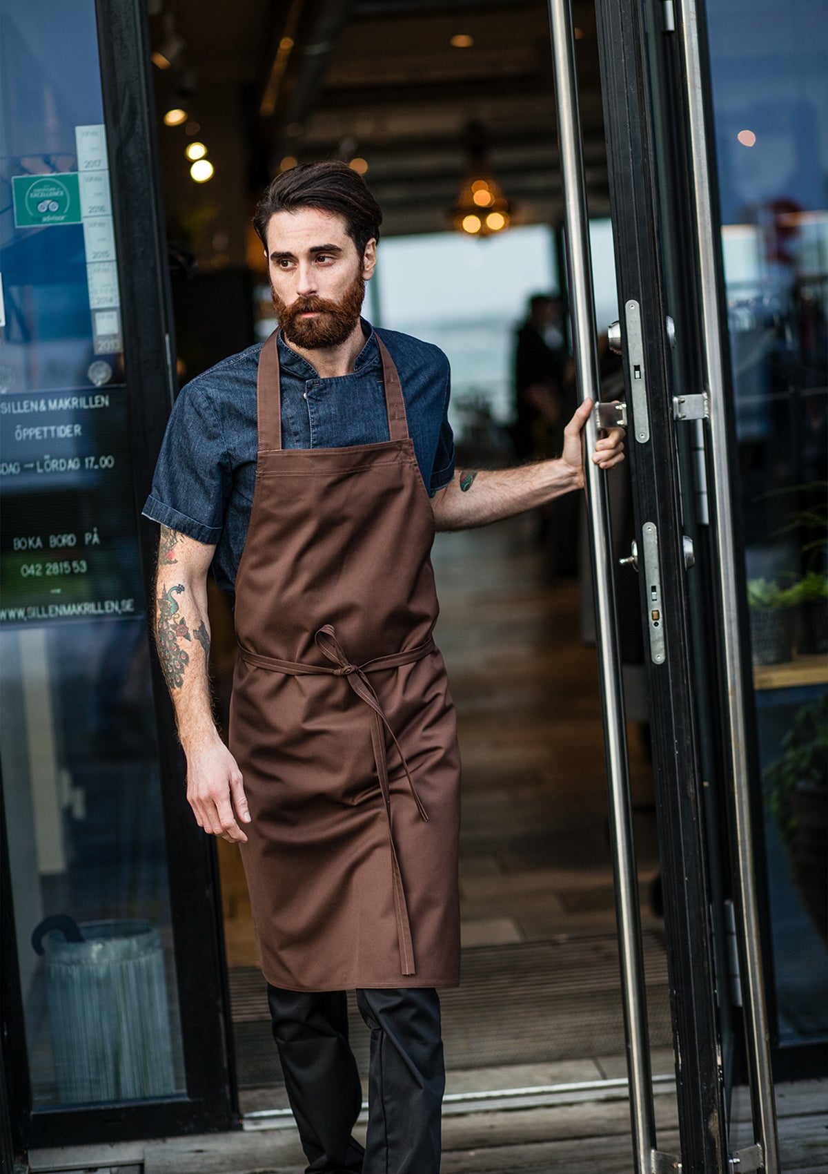 Men's Chef Jacket In Denim Double-Breasted Short Sleeves | Segers