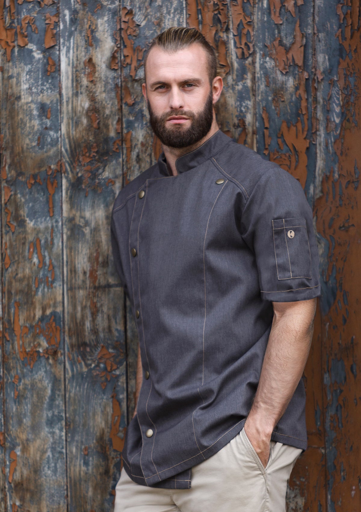 Men's Trendy Chef Jacket Jeans-Style Short Sleeves | Karlowsky