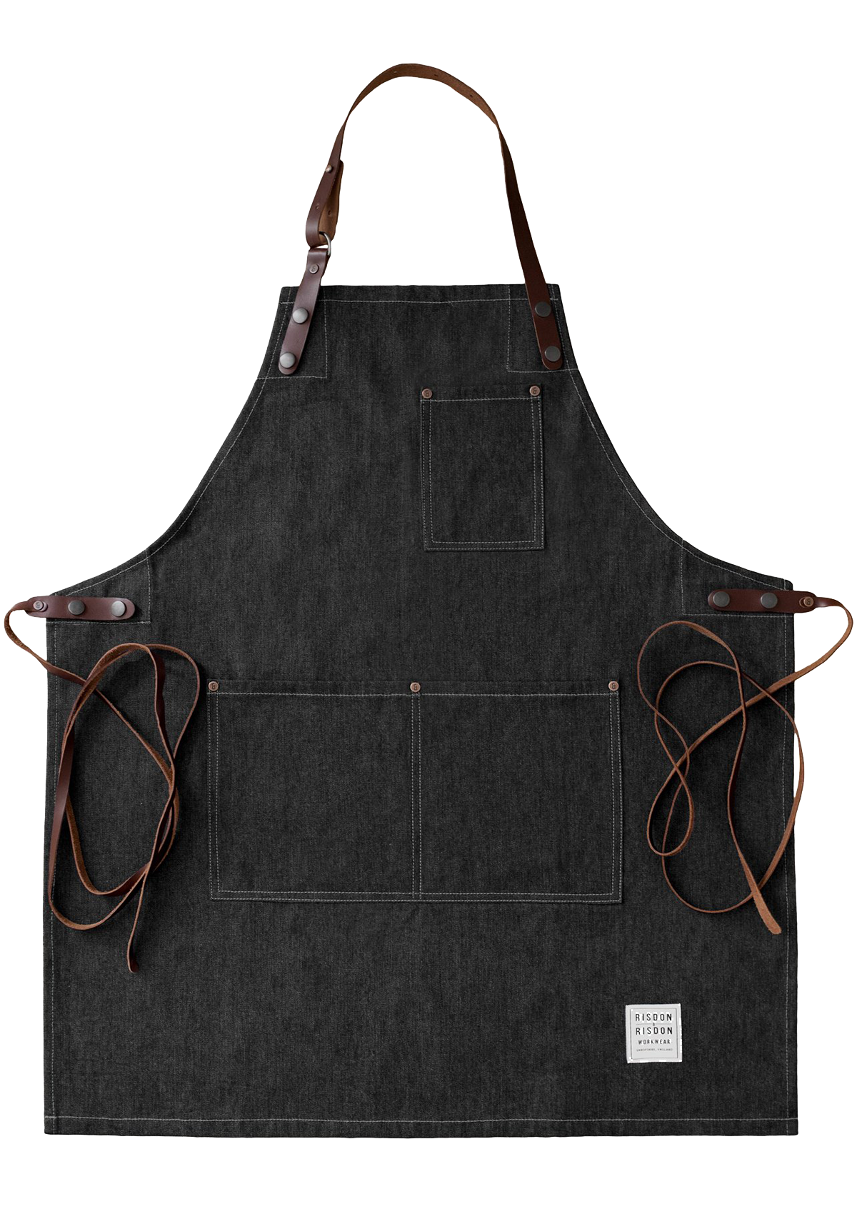 Handcrafted Apron Street in Denim with Leather Straps Unisex | Risdon & Risdon